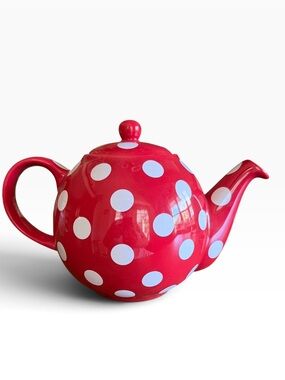 London Pottery Polka Dot Globe Teapot Red White David Birch Design